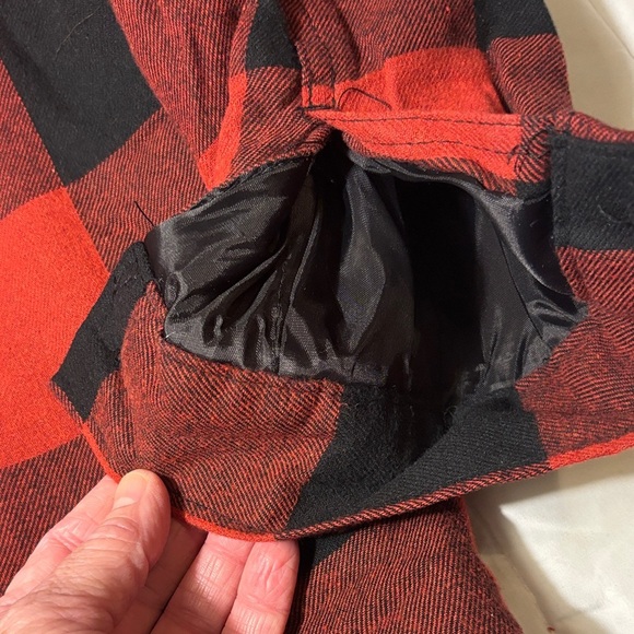 Red and Black Buffalo Plaid Fleece Lined Flannel Button-Up Shirt Shacket - Picture 14 of 14